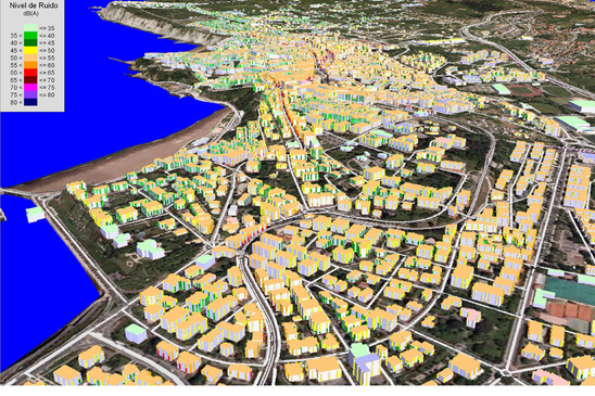 SoundPLAN - Mapa de fachadas con ortofoto (3D)